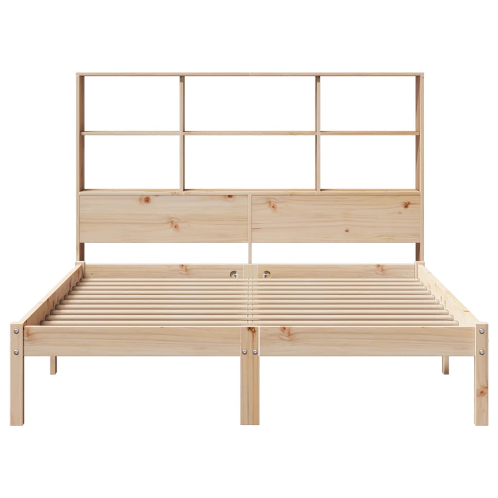 vidaXL Pat cu bibliotecă fără saltea, 160x200 cm, lemn masiv de pin