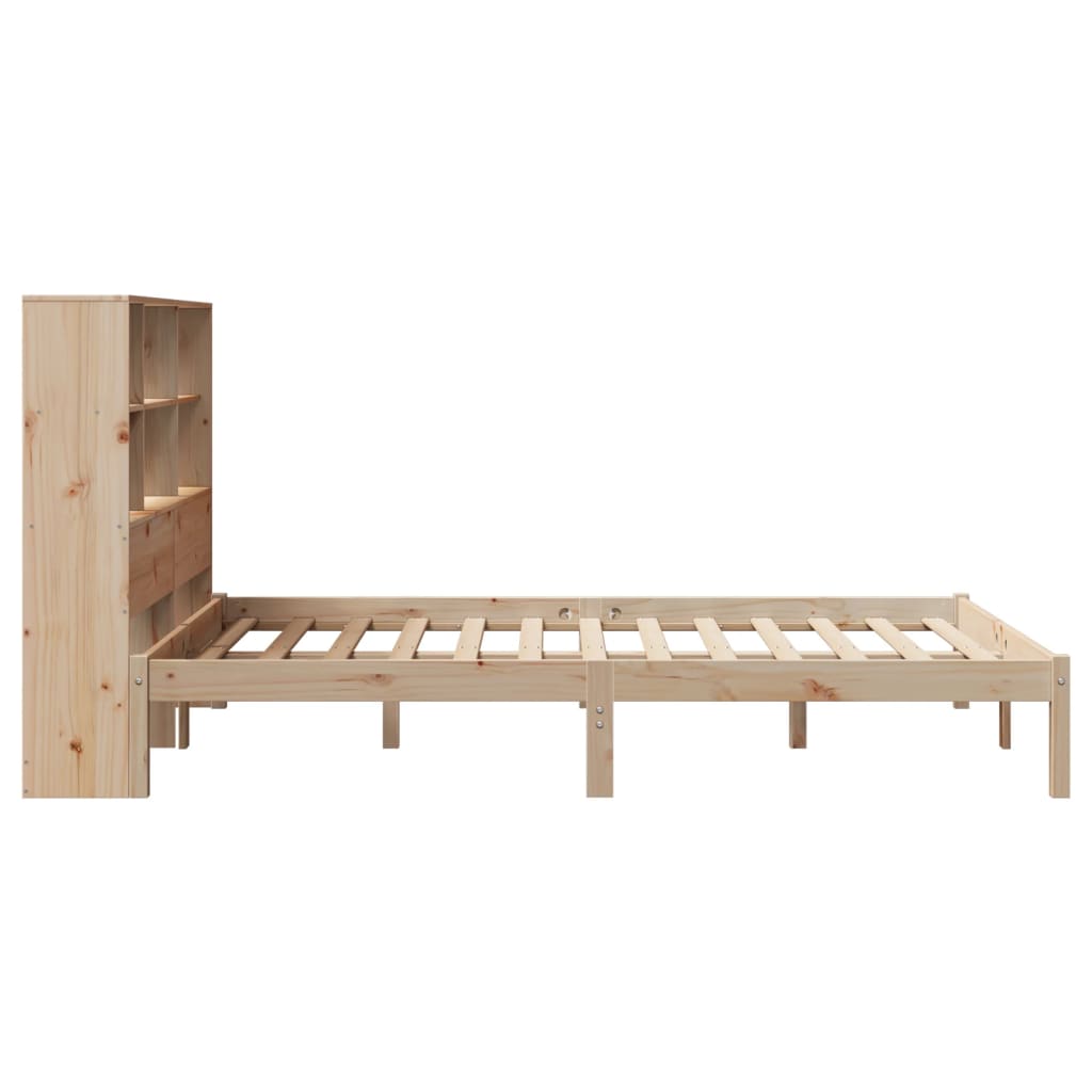 vidaXL Pat cu bibliotecă fără saltea, 160x200 cm, lemn masiv de pin