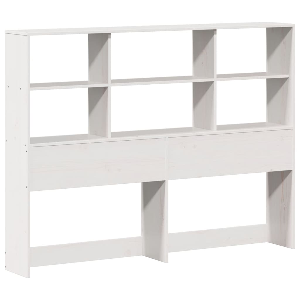 vidaXL Pat cu bibliotecă fără saltea, alb, 160x200 cm, lemn masiv pin