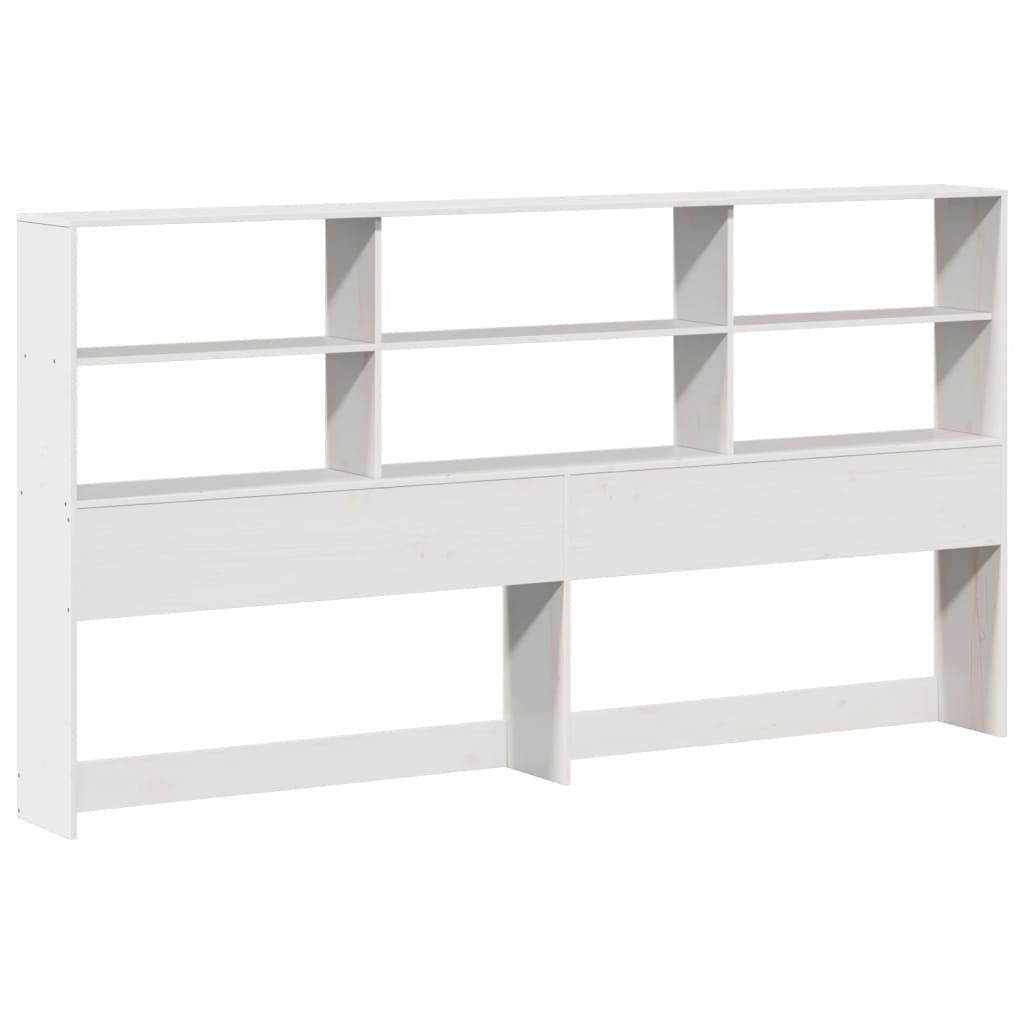 vidaXL Pat cu bibliotecă fără saltea, alb, 200x200 cm, lemn masiv pin vidaXL Pat cu bibliotecă fără saltea, alb, 200x200 cm, lemn masiv pin