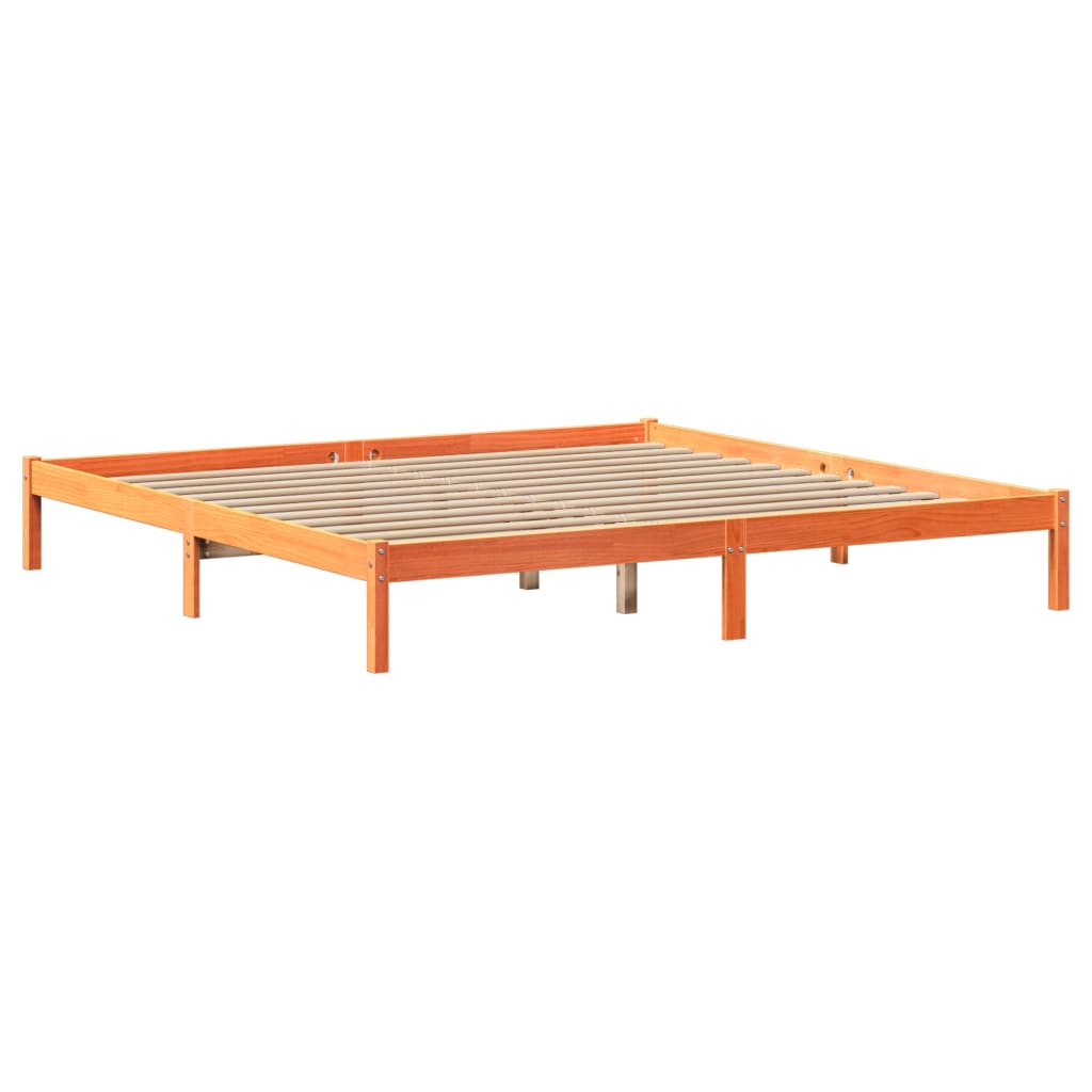 vidaXL Pat cu bibliotecă fără saltea maro 180x200 cm lemn masiv de pin