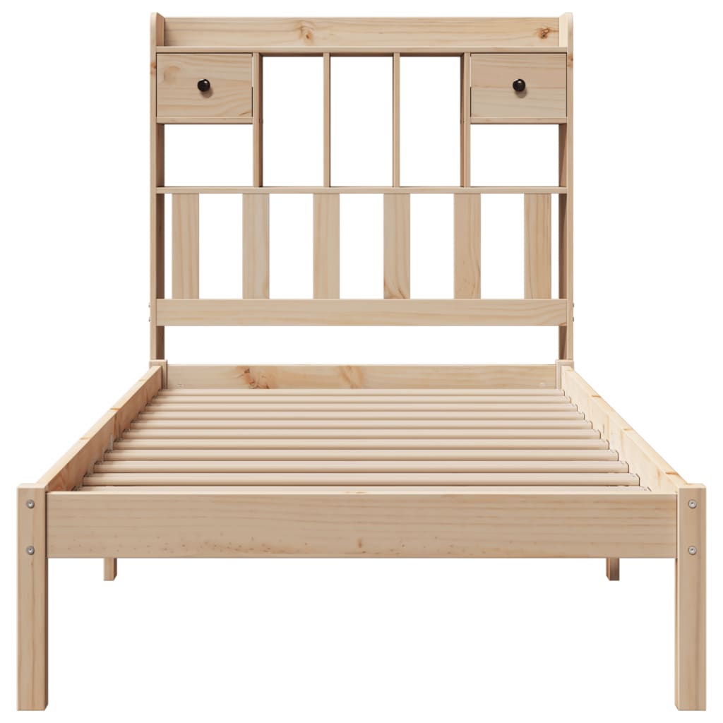 vidaXL Pat cu bibliotecă fără saltea, 90x190 cm, lemn masiv de pin vidaXL Pat cu bibliotecă fără saltea, 90x190 cm, lemn masiv de pin