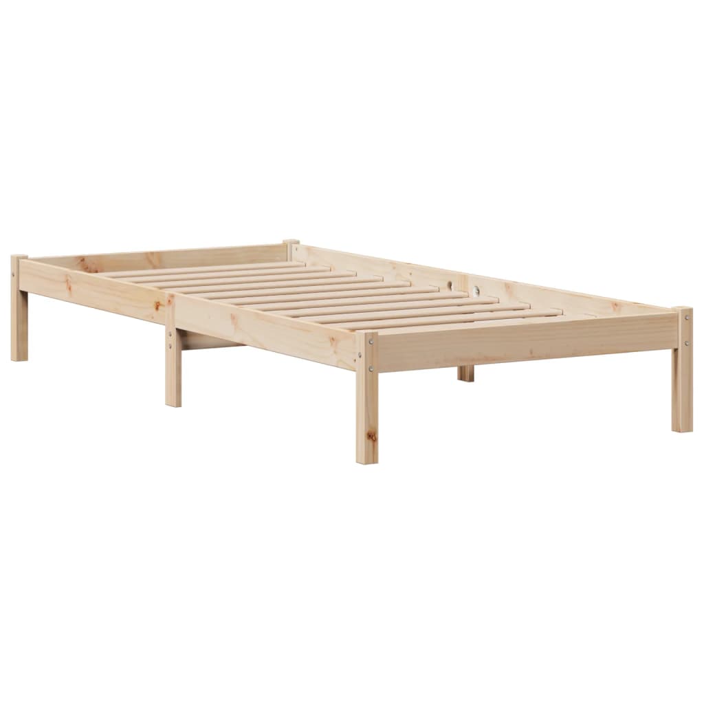 vidaXL Pat cu bibliotecă fără saltea, 90x200 cm, lemn masiv pin vidaXL Pat cu bibliotecă fără saltea, 90x200 cm, lemn masiv pin