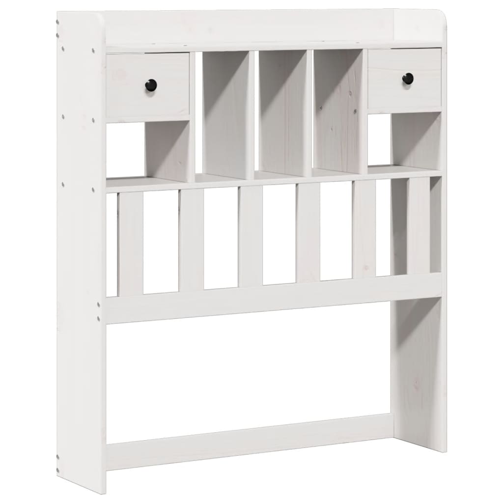 vidaXL Pat cu bibliotecă fără saltea, alb, 90x200 cm, lemn masiv pin vidaXL Pat cu bibliotecă fără saltea, alb, 90x200 cm, lemn masiv pin