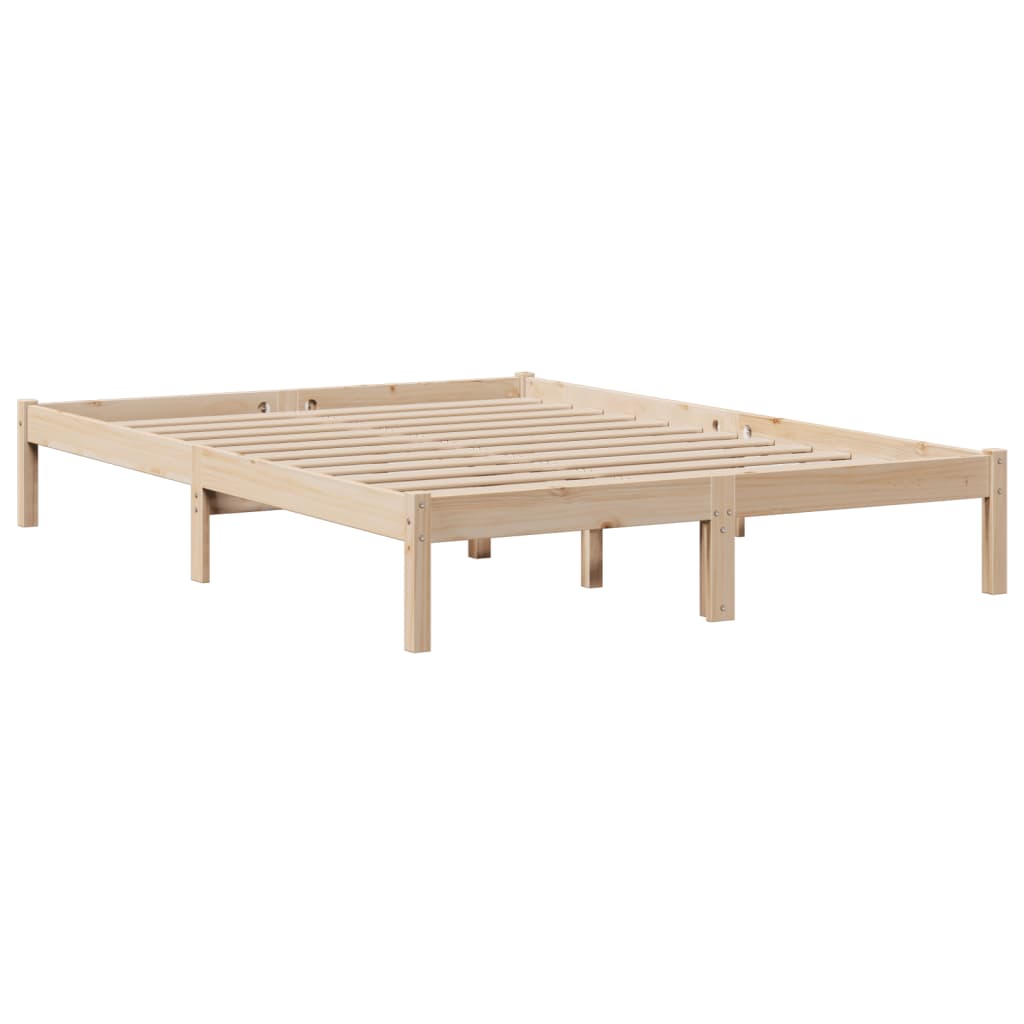 vidaXL Pat cu bibliotecă fără saltea, 140x200 cm, lemn masiv de pin