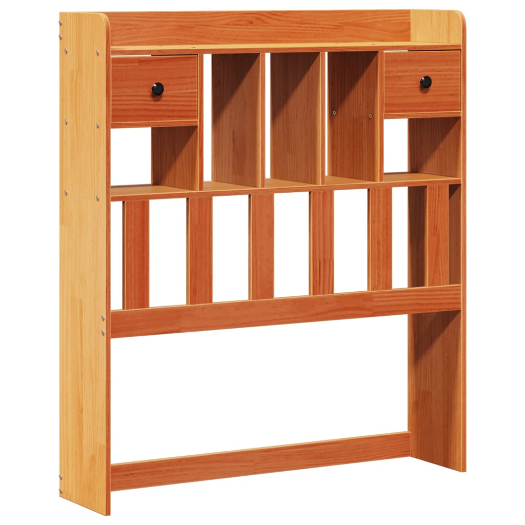 vidaXL Pat cu bibliotecă fără saltea, maro, 100x200 cm, lemn masiv pin vidaXL Pat cu bibliotecă fără saltea, maro, 100x200 cm, lemn masiv pin