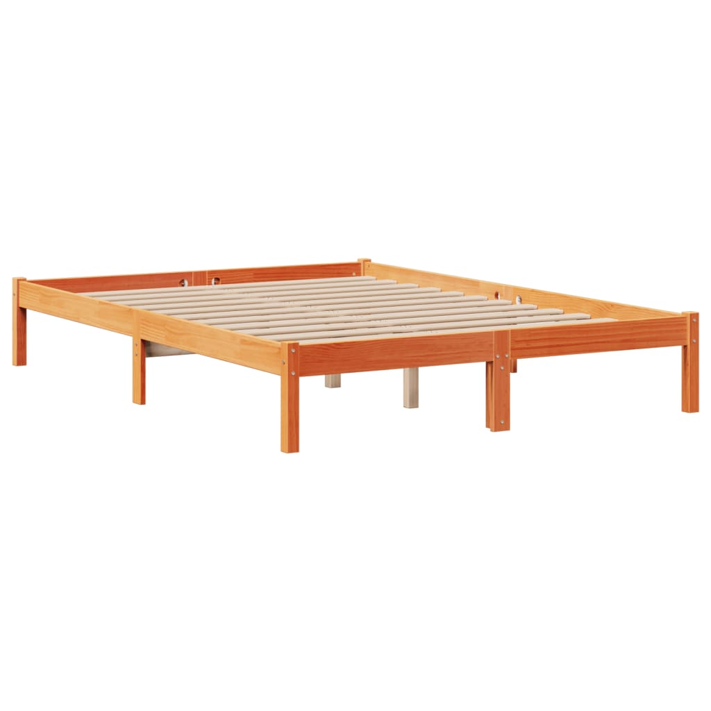 vidaXL Pat cu bibliotecă fără saltea maro 160x200 cm lemn masiv de pin
