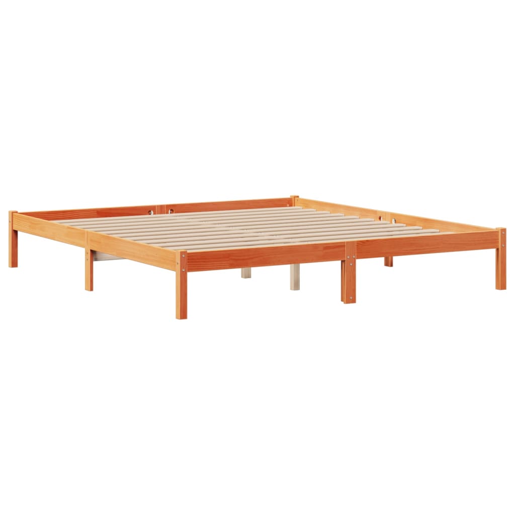 vidaXL Pat cu bibliotecă fără saltea maro 180x200 cm lemn masiv de pin