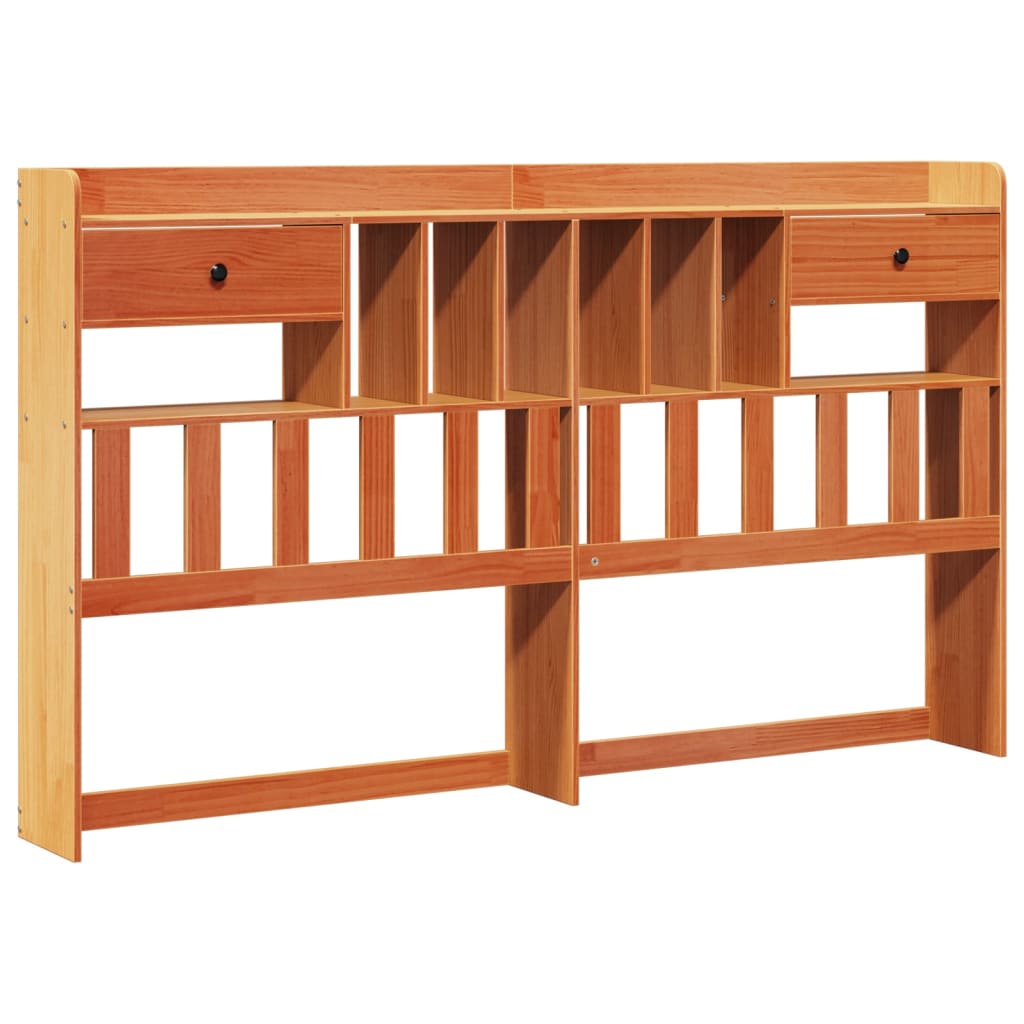 vidaXL Pat cu bibliotecă fără saltea maro 180x200 cm lemn masiv de pin
