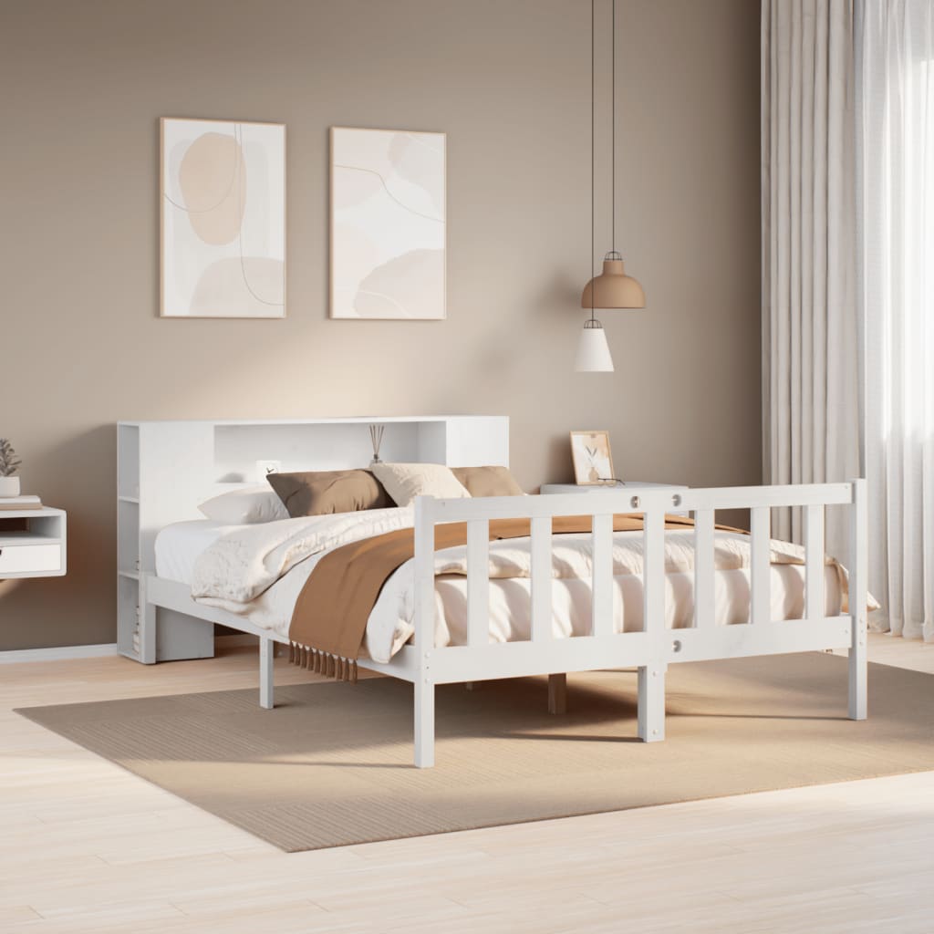 vidaXL Cadru de pat fără saltea, alb, 120x200 cm, lemn masiv pin vidaXL Cadru de pat fără saltea, alb, 120x200 cm, lemn masiv pin