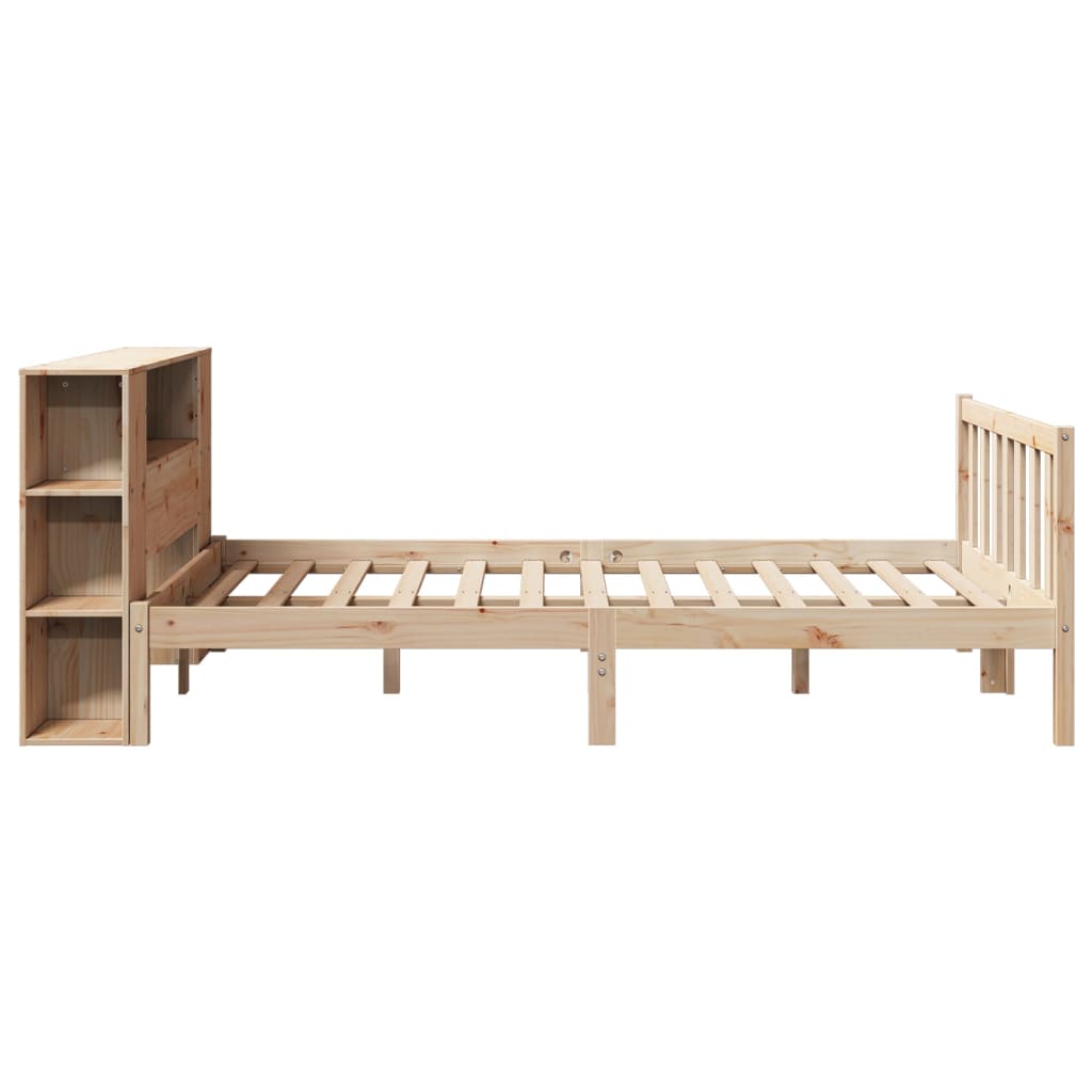 vidaXL Pat cu bibliotecă fără saltea, 150x200 cm, lemn masiv de pin
