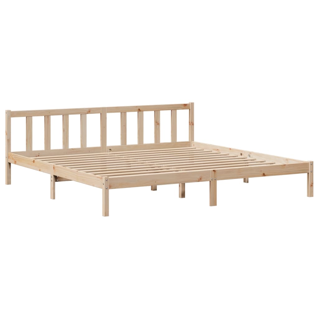 vidaXL Pat cu bibliotecă fără saltea, 200x200 cm, lemn masiv de pin