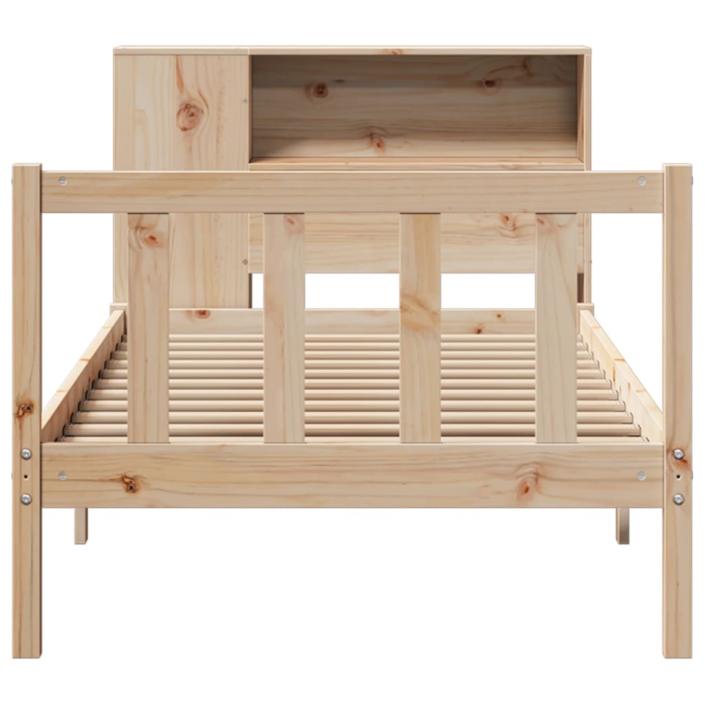 vidaXL Pat cu bibliotecă fără saltea, 90x190 cm, lemn masiv de pin vidaXL Pat cu bibliotecă fără saltea, 90x190 cm, lemn masiv de pin