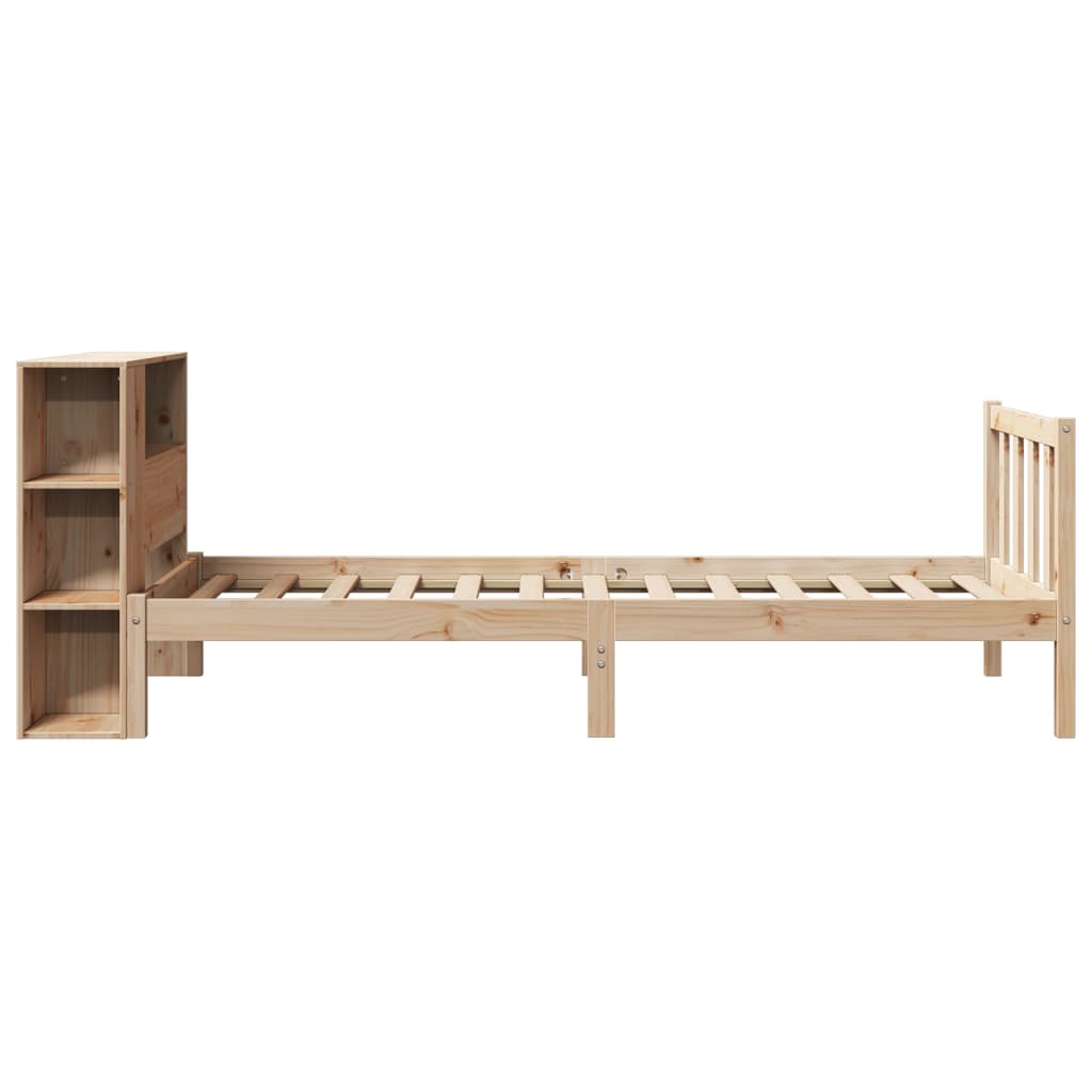 vidaXL Pat cu bibliotecă fără saltea, 90x190 cm, lemn masiv de pin vidaXL Pat cu bibliotecă fără saltea, 90x190 cm, lemn masiv de pin