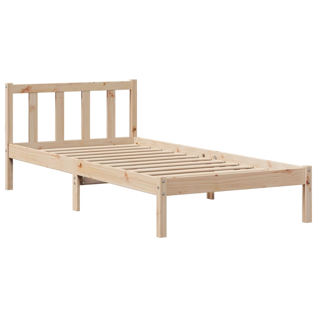 vidaXL Pat cu bibliotecă fără saltea, 90x190 cm, lemn masiv de pin vidaXL Pat cu bibliotecă fără saltea, 90x190 cm, lemn masiv de pin