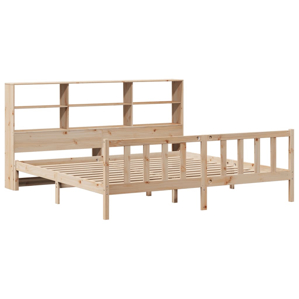 vidaXL Pat cu bibliotecă fără saltea, 180x200 cm, lemn masiv de pin