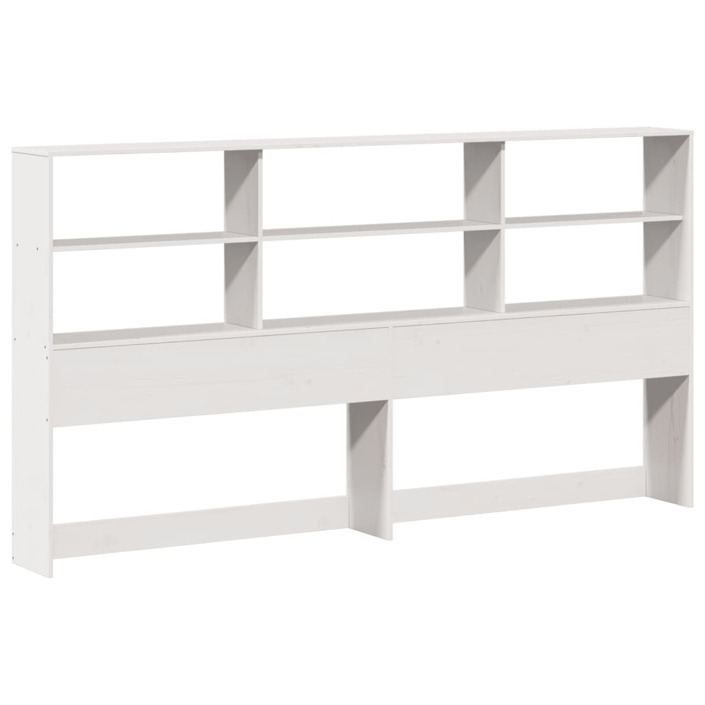 vidaXL Pat cu bibliotecă fără saltea, alb, 200x200 cm, lemn masiv pin vidaXL Pat cu bibliotecă fără saltea, alb, 200x200 cm, lemn masiv pin