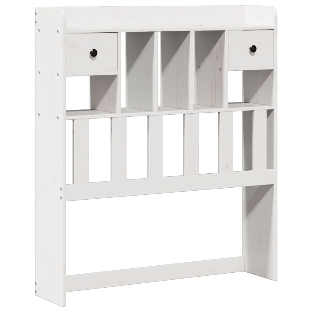 vidaXL Pat cu bibliotecă fără saltea, alb, 75x190 cm, lemn masiv pin vidaXL Pat cu bibliotecă fără saltea, alb, 75x190 cm, lemn masiv pin