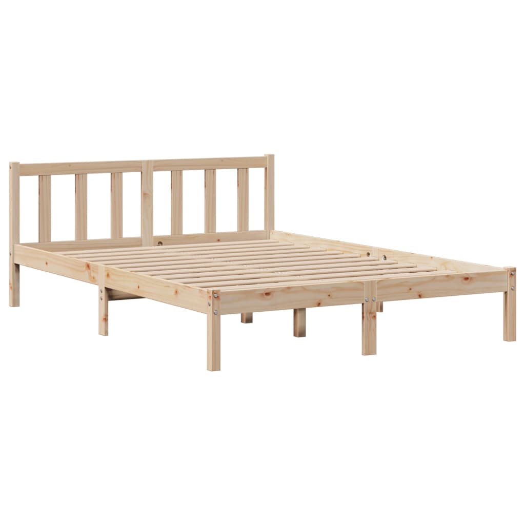 vidaXL Pat cu bibliotecă fără saltea, 160x200 cm, lemn masiv de pin