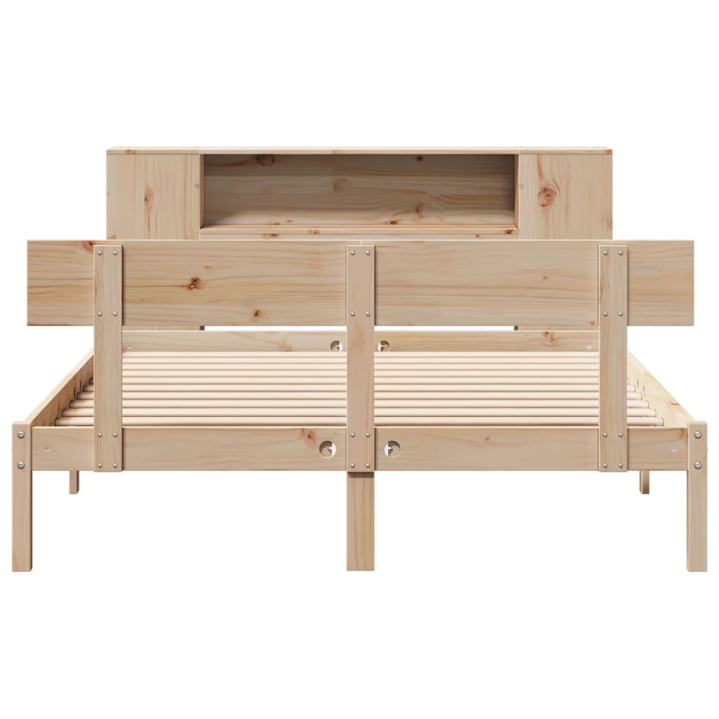 vidaXL Pat cu bibliotecă fără saltea, 120x190 cm, lemn masiv de pin