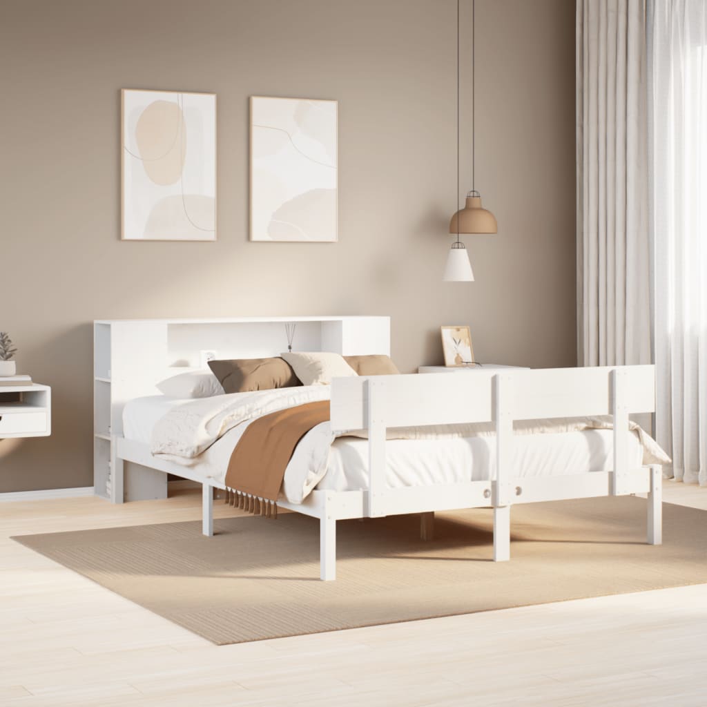 vidaXL Cadru de pat fără saltea, alb, 120x200 cm, lemn masiv pin vidaXL Cadru de pat fără saltea, alb, 120x200 cm, lemn masiv pin