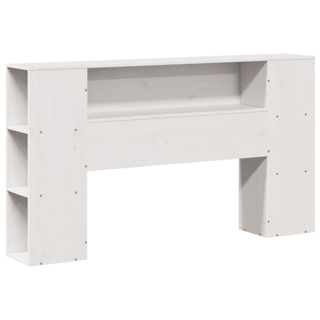 vidaXL Pat cu bibliotecă fără saltea, alb, 150x200 cm, lemn masiv pin vidaXL Pat cu bibliotecă fără saltea, alb, 150x200 cm, lemn masiv pin