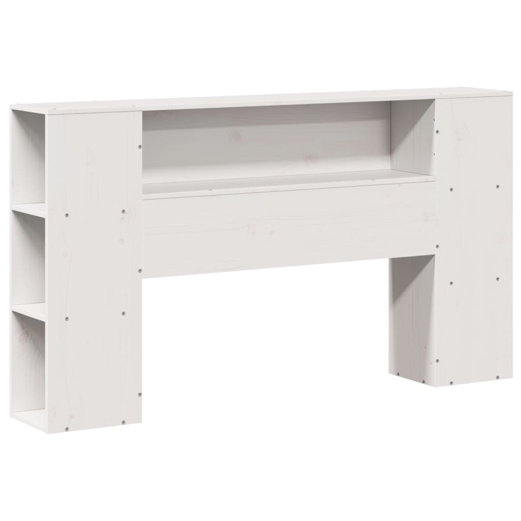 vidaXL Pat cu bibliotecă fără saltea, alb, 160x200 cm, lemn masiv pin
