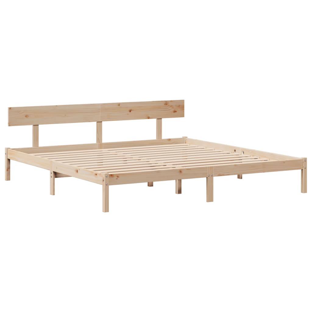 vidaXL Pat cu bibliotecă fără saltea, 180x200 cm, lemn masiv de pin