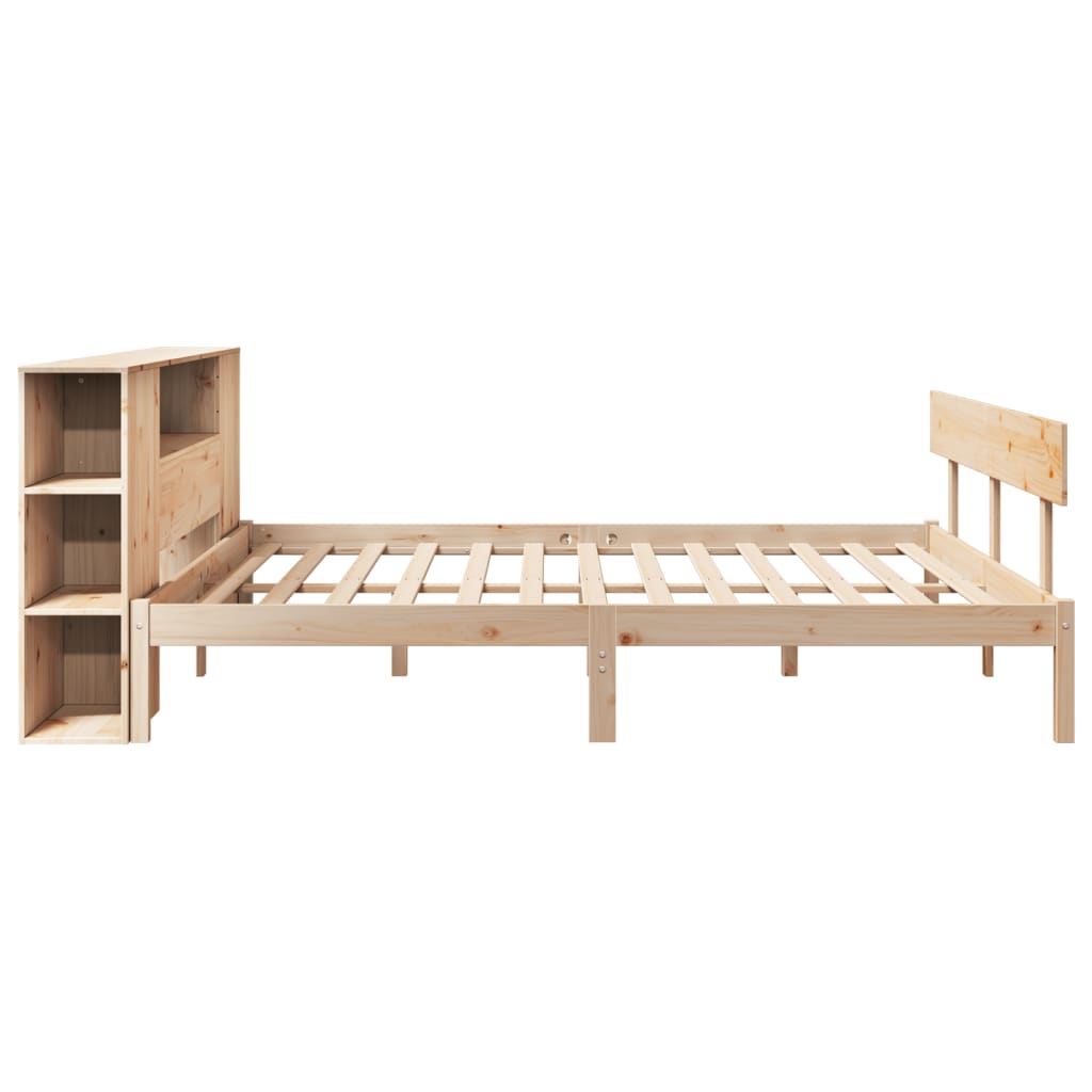 vidaXL Pat cu bibliotecă fără saltea, 180x200 cm, lemn masiv de pin