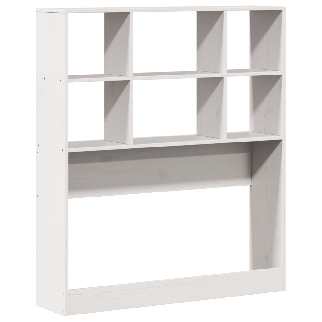vidaXL Pat cu bibliotecă fără saltea, alb, 90x190 cm, lemn masiv pin vidaXL Pat cu bibliotecă fără saltea, alb, 90x190 cm, lemn masiv pin