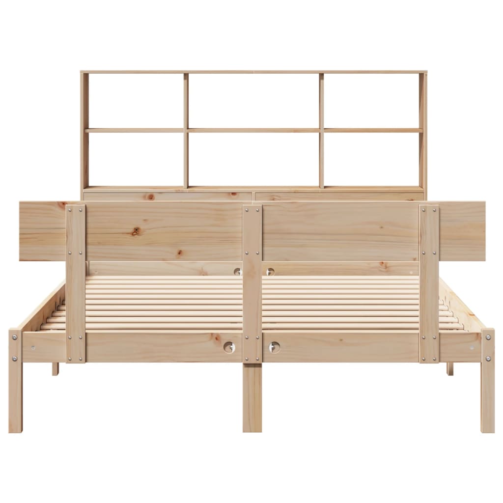vidaXL Pat cu bibliotecă fără saltea, 160x200 cm, lemn masiv de pin