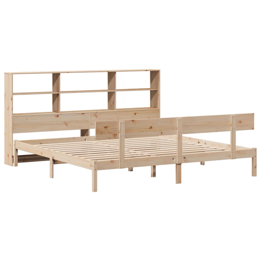 vidaXL Pat cu bibliotecă fără saltea, 180x200 cm, lemn masiv de pin