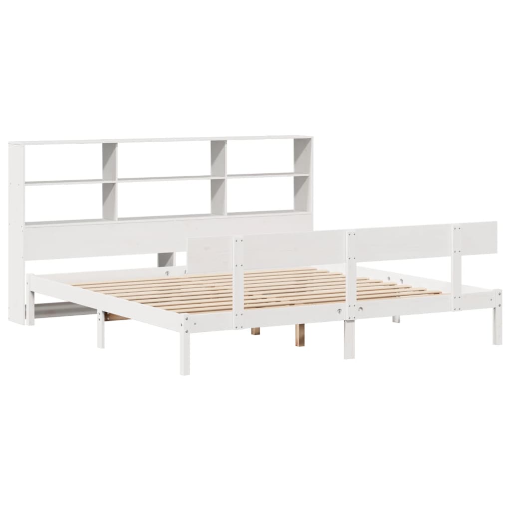 vidaXL Pat cu bibliotecă fără saltea, 180x200 cm, lemn masiv de pin