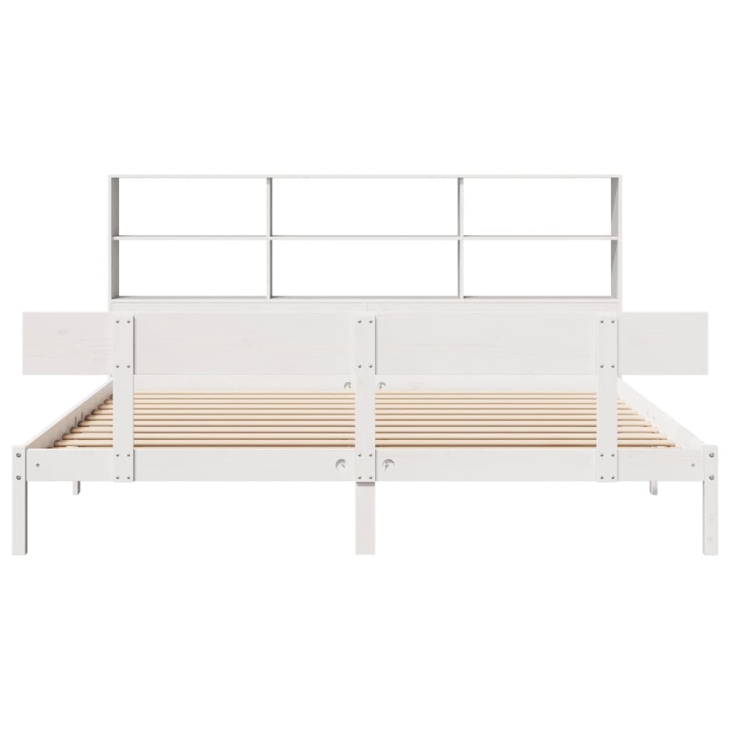 vidaXL Pat cu bibliotecă fără saltea, 180x200 cm, lemn masiv de pin