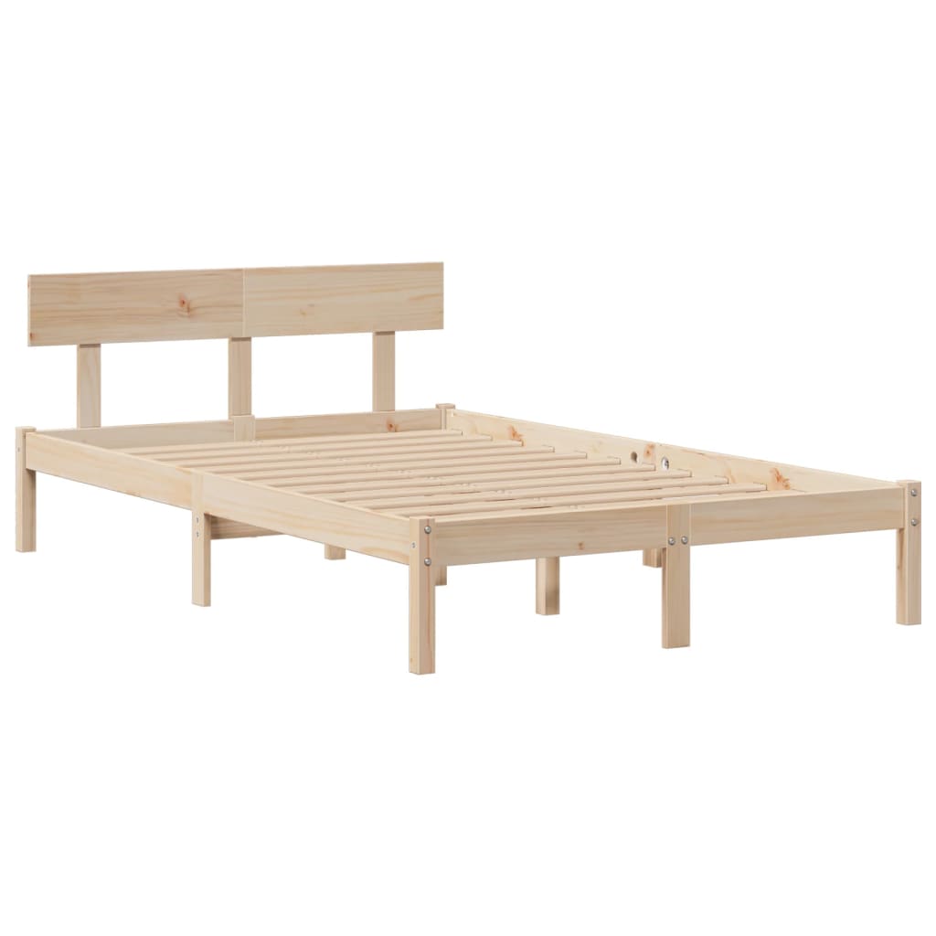 vidaXL Pat cu bibliotecă fără saltea, 135x190 cm, lemn masiv de pin vidaXL Pat cu bibliotecă fără saltea, 135x190 cm, lemn masiv de pin