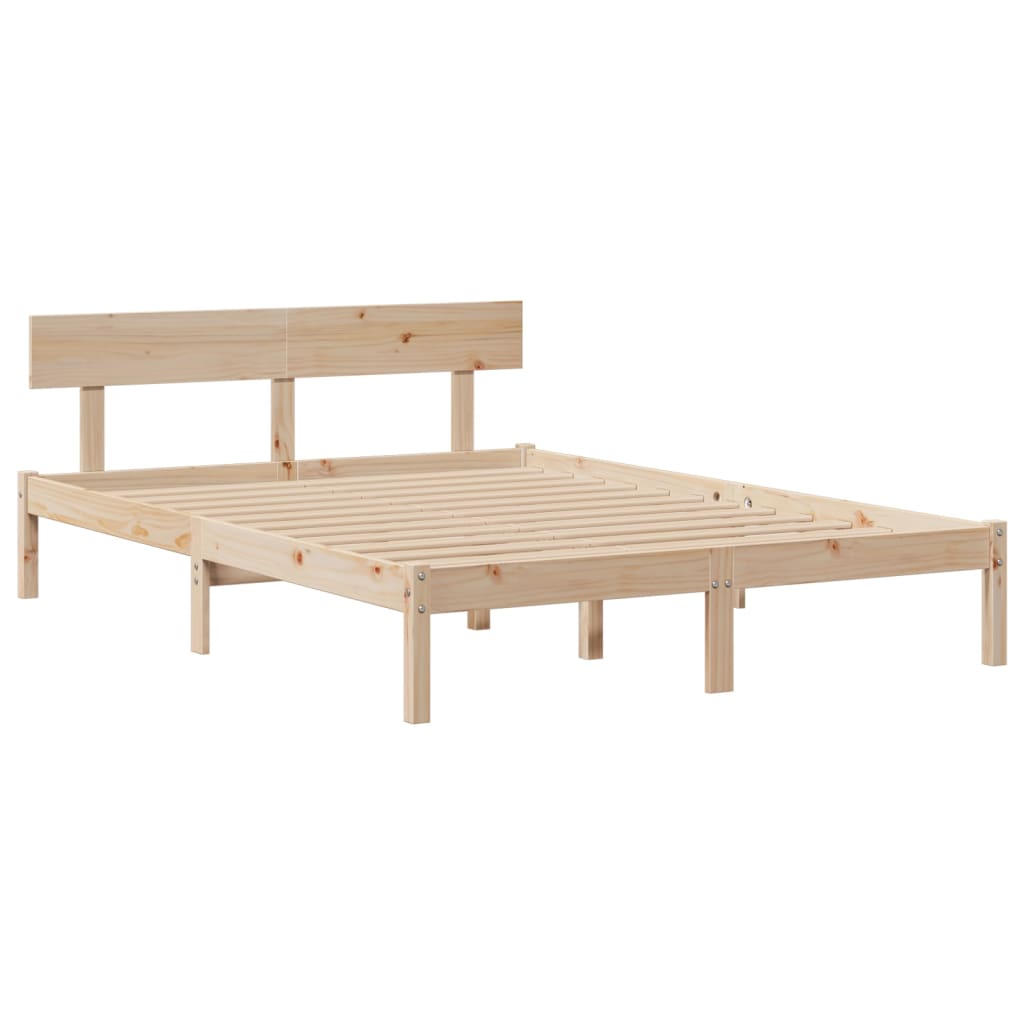 vidaXL Pat cu bibliotecă fără saltea, 150x200 cm, lemn masiv de pin