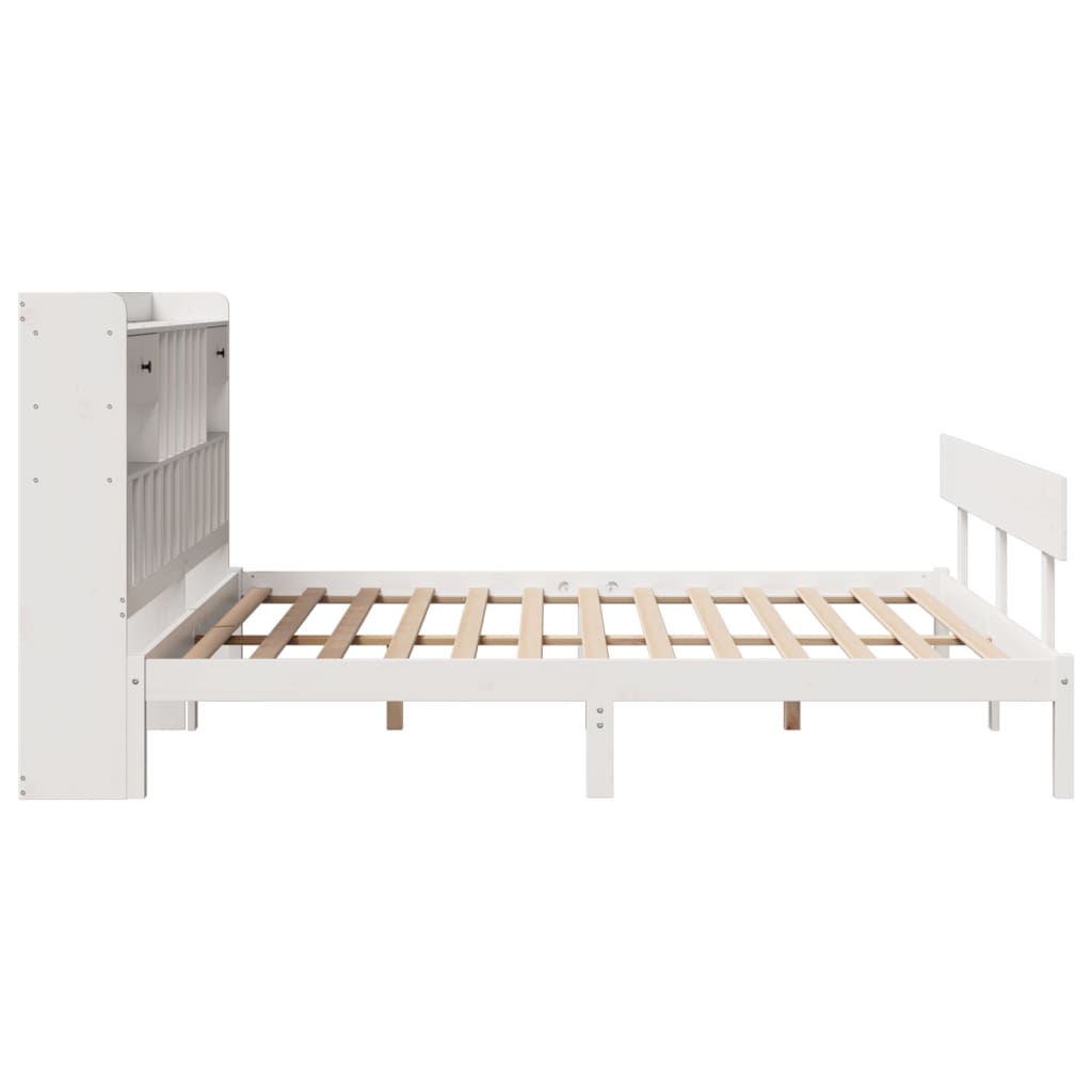 vidaXL Pat cu bibliotecă fără saltea, 180x200 cm, lemn masiv de pin