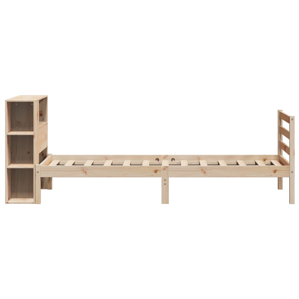 vidaXL Pat cu bibliotecă fără saltea, 75x190 cm, lemn masiv de pin