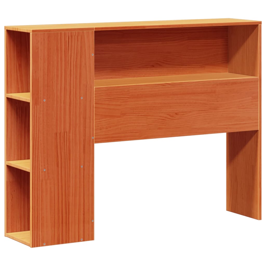 vidaXL Pat cu bibliotecă fără saltea, maro, 100x200 cm, lemn masiv vidaXL Pat cu bibliotecă fără saltea, maro, 100x200 cm, lemn masiv