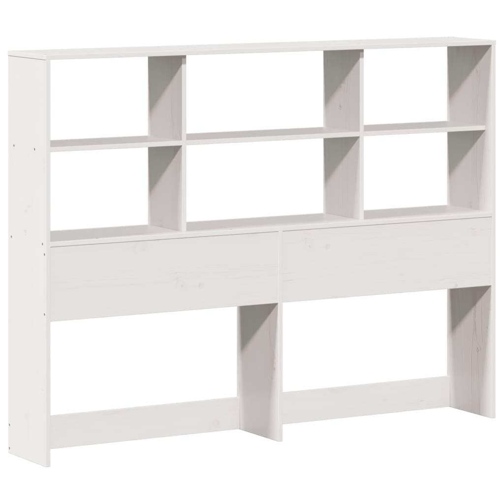 vidaXL Pat cu bibliotecă fără saltea, alb, 140x200 cm, lemn masiv pin vidaXL Pat cu bibliotecă fără saltea, alb, 140x200 cm, lemn masiv pin