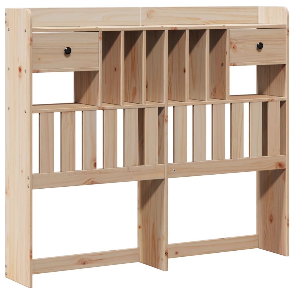 vidaXL Pat cu bibliotecă fără saltea, 135x190 cm, lemn masiv de pin vidaXL Pat cu bibliotecă fără saltea, 135x190 cm, lemn masiv de pin