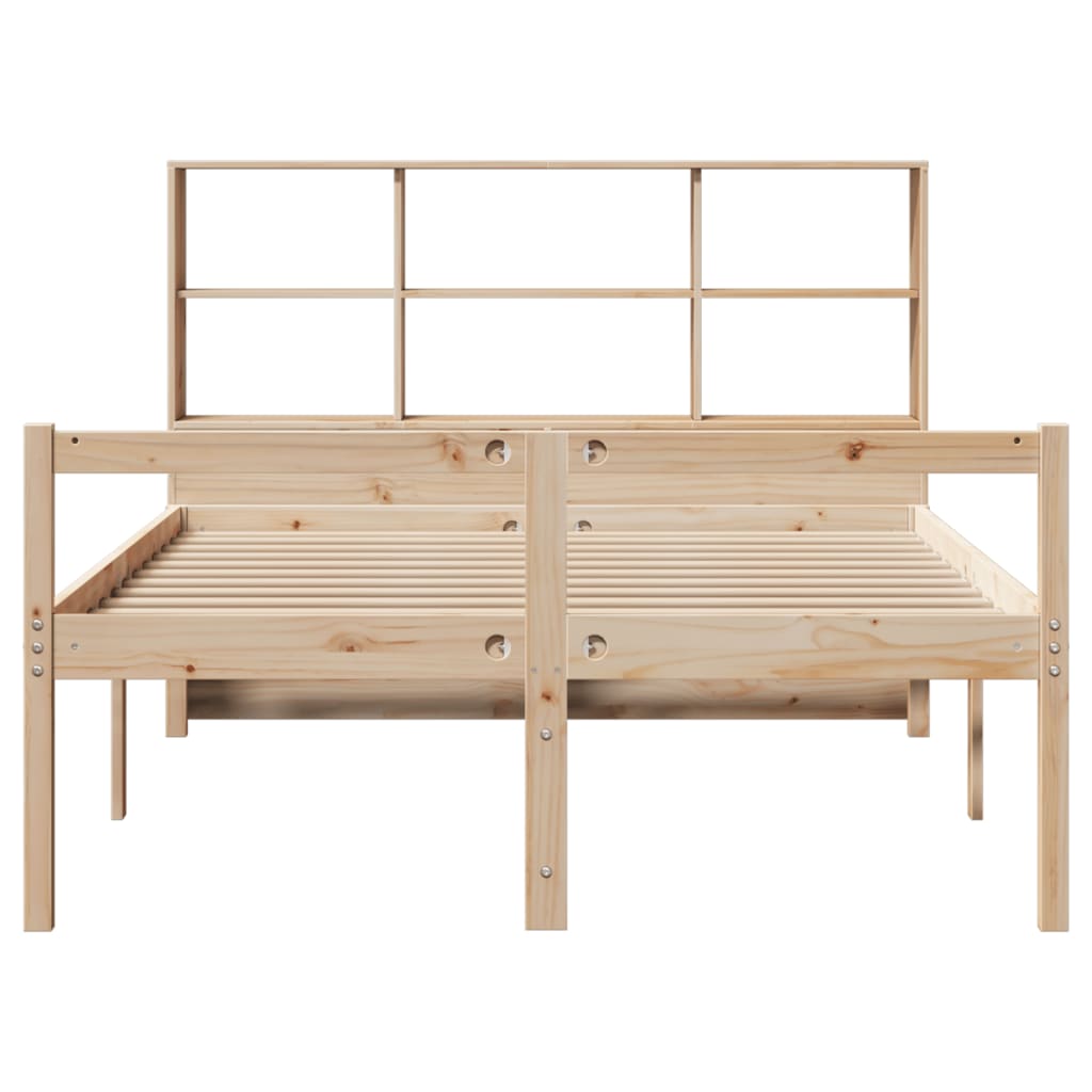 vidaXL Pat cu bibliotecă fără saltea, 140x190 cm, lemn masiv de pin vidaXL Pat cu bibliotecă fără saltea, 140x190 cm, lemn masiv de pin