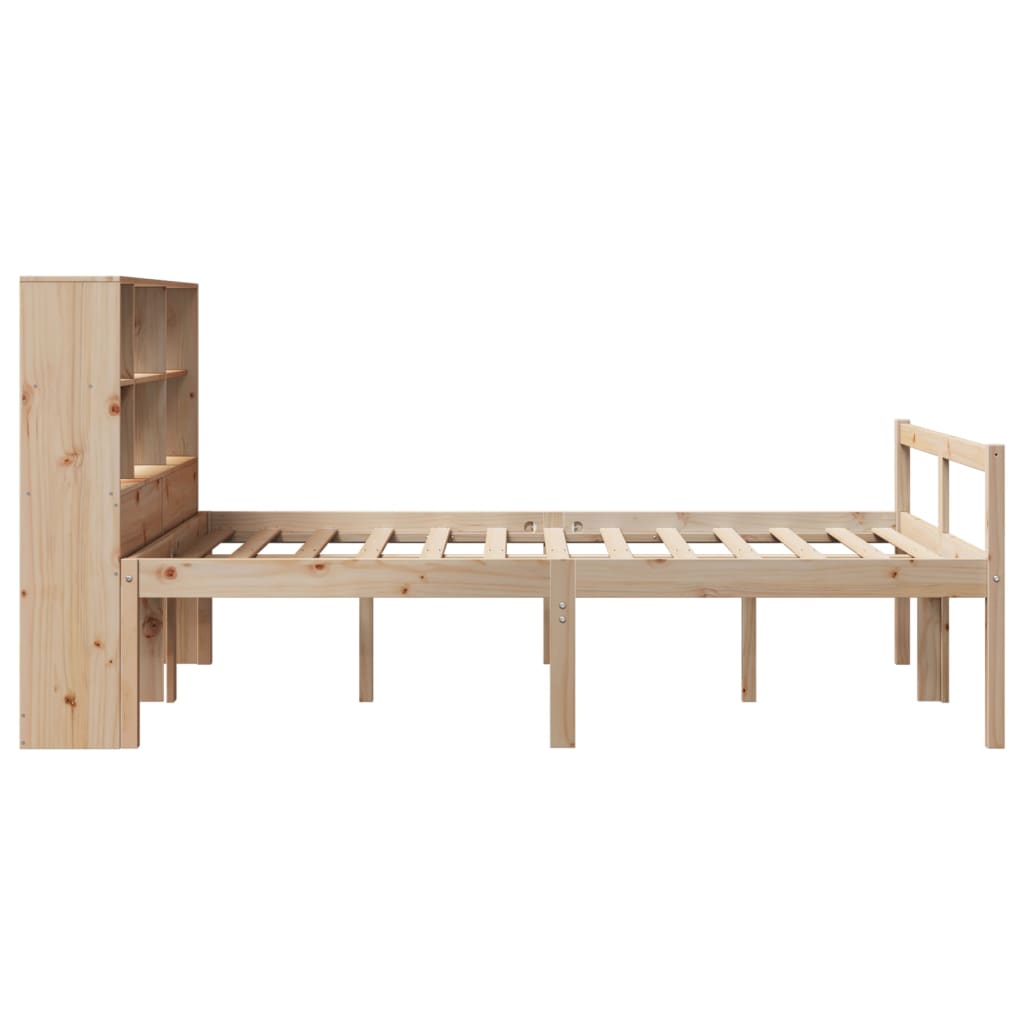 vidaXL Pat cu bibliotecă fără saltea, 140x190 cm, lemn masiv de pin vidaXL Pat cu bibliotecă fără saltea, 140x190 cm, lemn masiv de pin