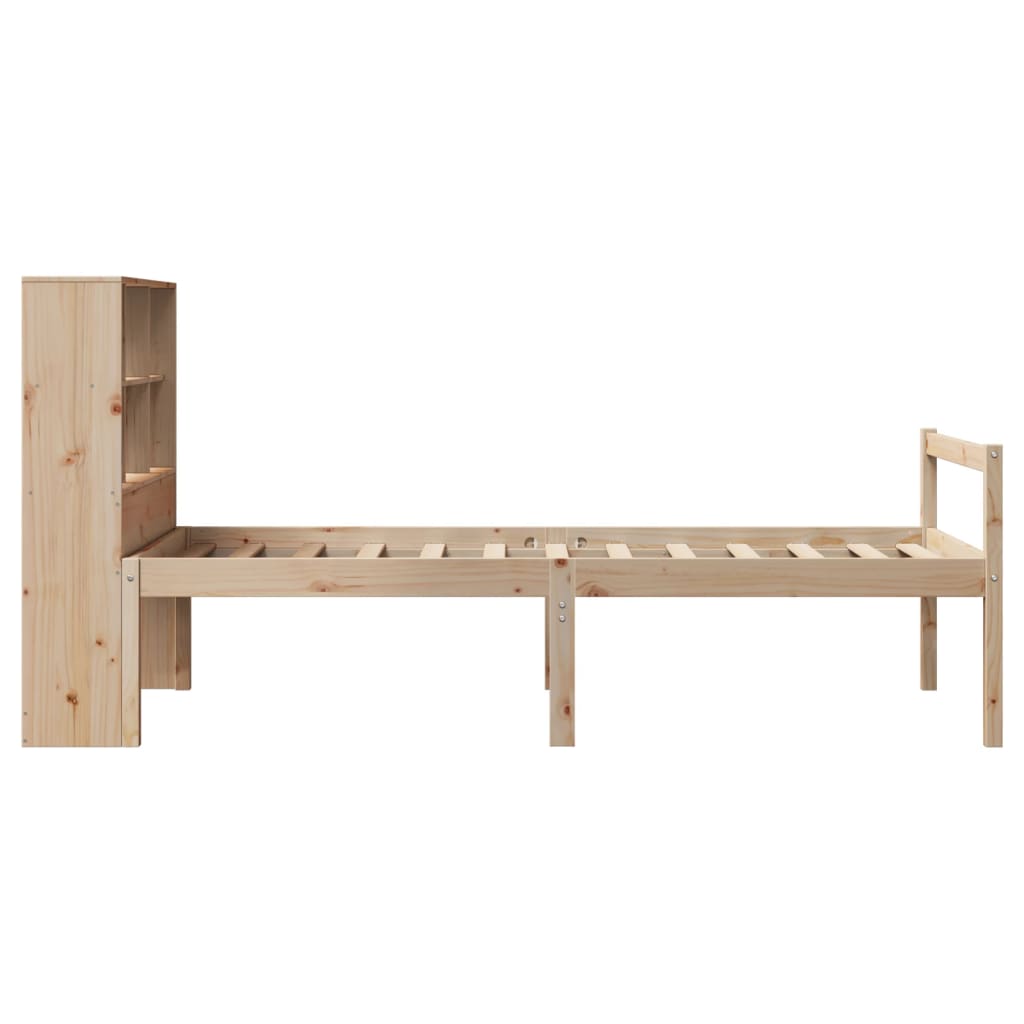 vidaXL Pat cu bibliotecă fără saltea, 100x200 cm, lemn masiv pin