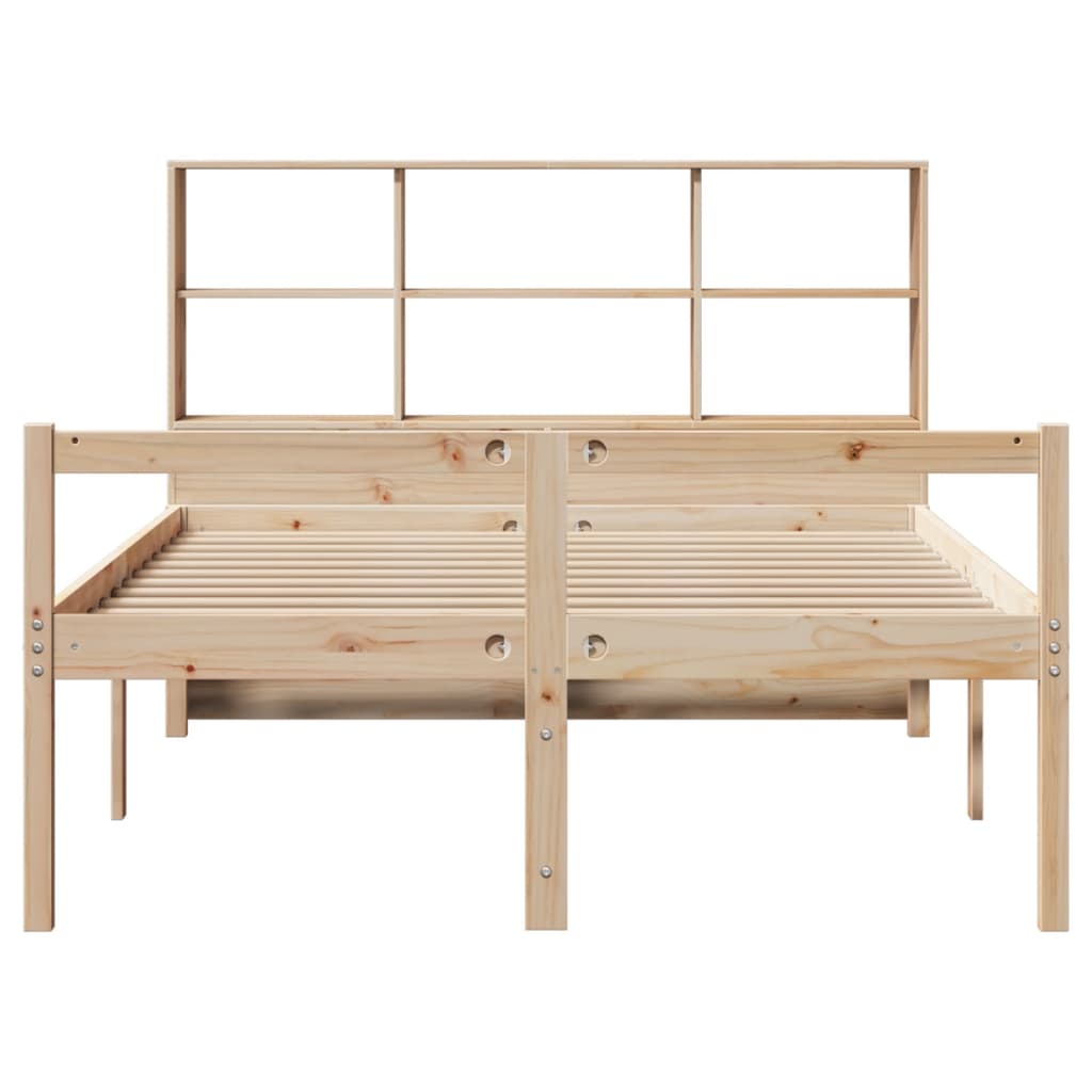 vidaXL Pat cu bibliotecă fără saltea, 140x200 cm, lemn masiv de pin vidaXL Pat cu bibliotecă fără saltea, 140x200 cm, lemn masiv de pin