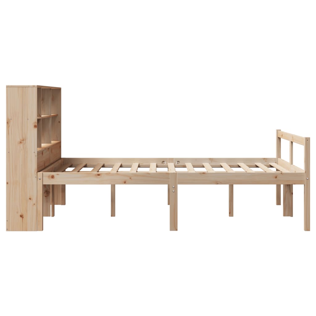 vidaXL Pat cu bibliotecă fără saltea, 140x200 cm, lemn masiv de pin vidaXL Pat cu bibliotecă fără saltea, 140x200 cm, lemn masiv de pin