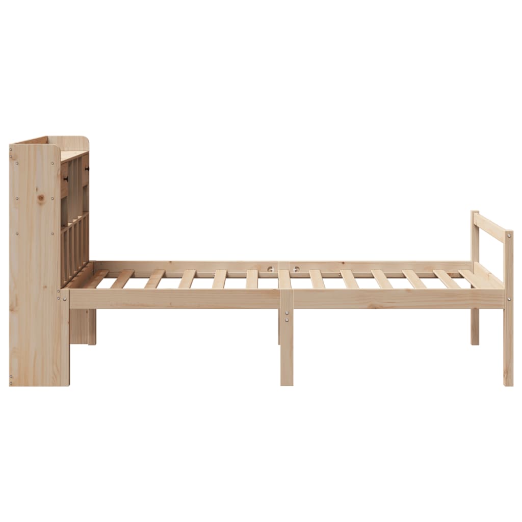 vidaXL Pat cu bibliotecă fără saltea, 100x200 cm, lemn masiv pin