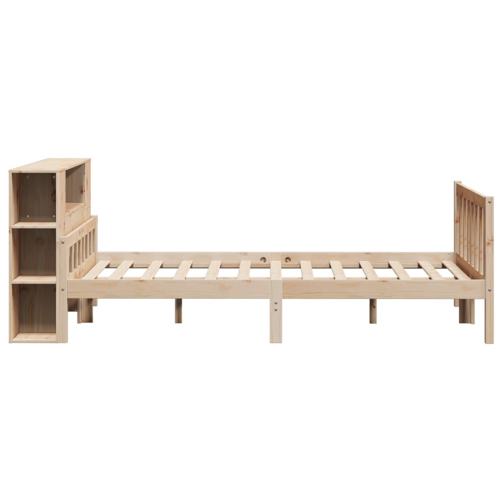 vidaXL Pat cu bibliotecă fără saltea, 120x190 cm, lemn masiv de pin