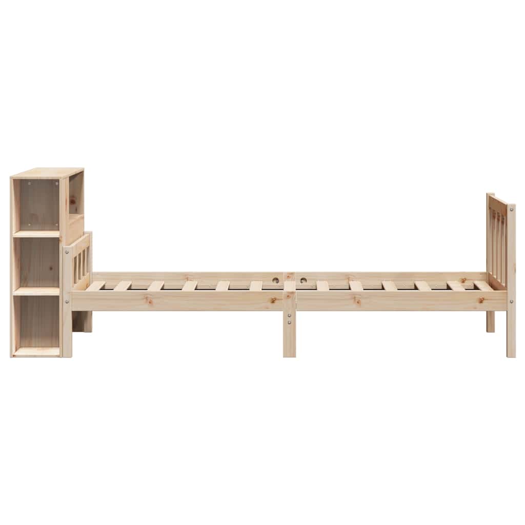 vidaXL Pat cu bibliotecă fără saltea, 90x190 cm, lemn masiv de pin vidaXL Pat cu bibliotecă fără saltea, 90x190 cm, lemn masiv de pin