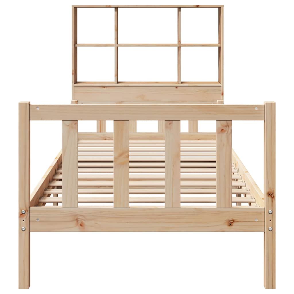 vidaXL Pat cu bibliotecă fără saltea, 90x190 cm, lemn masiv de pin vidaXL Pat cu bibliotecă fără saltea, 90x190 cm, lemn masiv de pin